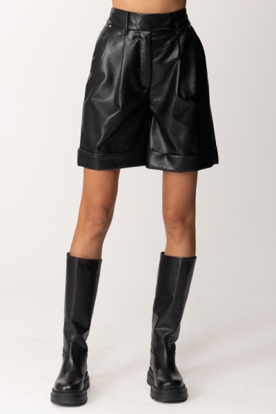 Simona Corsellini  Leather shorts A23CPSH001 NERO