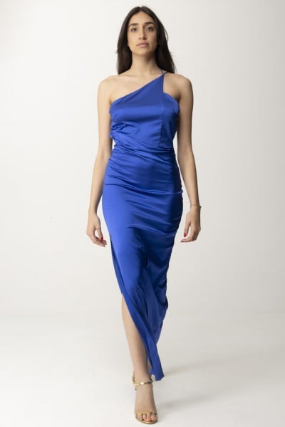 Patrizia Pepe  Długa sukienka z asymetrycznym dekoltem 2A2683 A644 BLUE WAVE