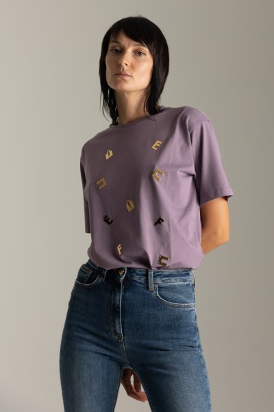 Elisabetta Franchi  T-shirt with lettering plates MA46N36E2 CANDY VIOLET