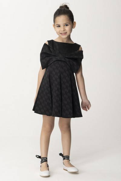 ELISABETTA FRANCHI BAMBINA  Satin dress with maxi bow EFAB5360TV029.N000 BLACK