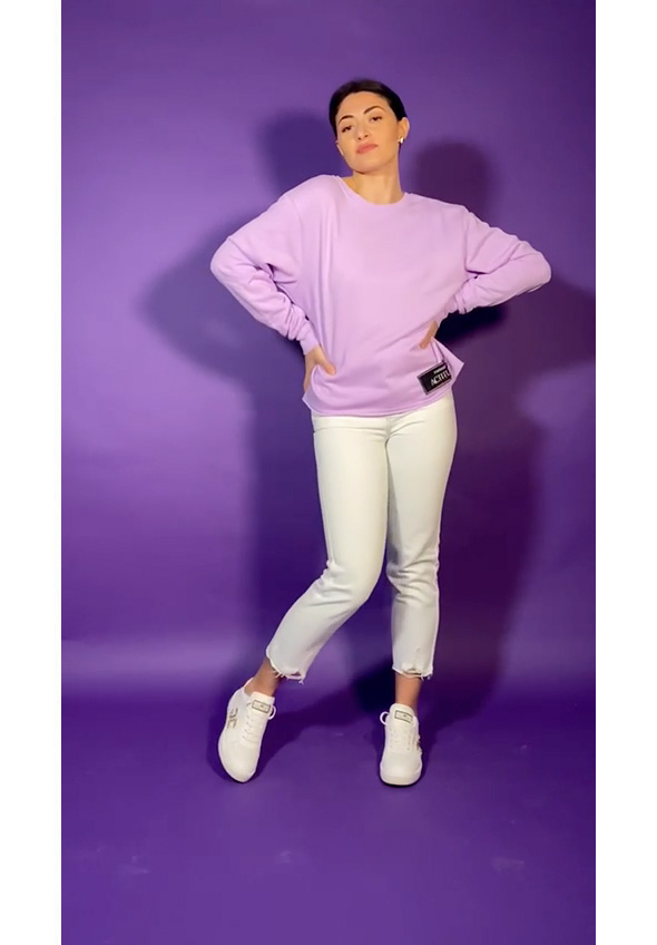 Preview: Twin-Set Sweatshirt with neckline and chain on the back PASTEL LILAC