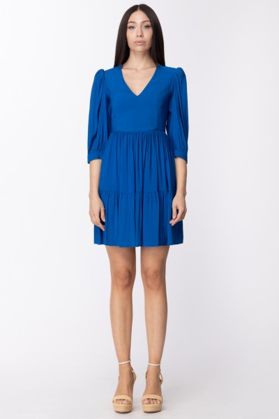 Twin-Set  Flounced mini dress in triple georgette 211TT2165 NAUTICAL BLUE
