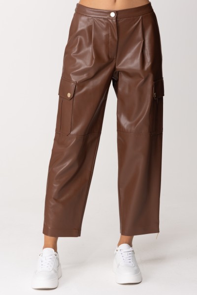 Simona Corsellini  Wide leg trousers with pockets and zip A23CPPA001 TOFFEE