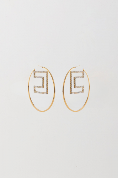 Elisabetta Franchi  Circle Earrings with Strass &quot;C&quot; OR59M42E2 ORO GIALLO
