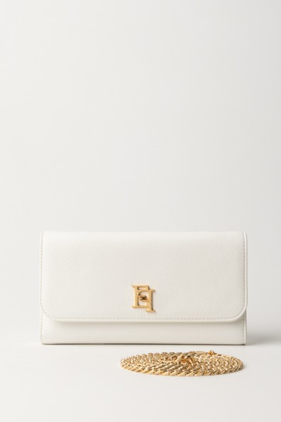 Elisabetta Franchi  Wallet with Shoulder Strap and Gold Logo PF11A41E2 AVORIO