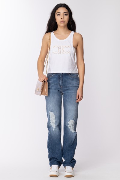 Elisabetta Franchi  Top with embroidered logo CN00131E2 GESSO