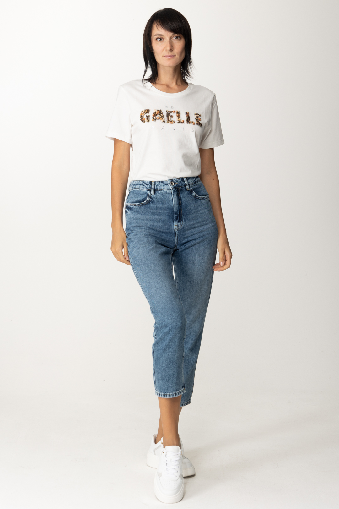 Preview: Gaelle Paris T-shirt with embroidered logo Offwhite