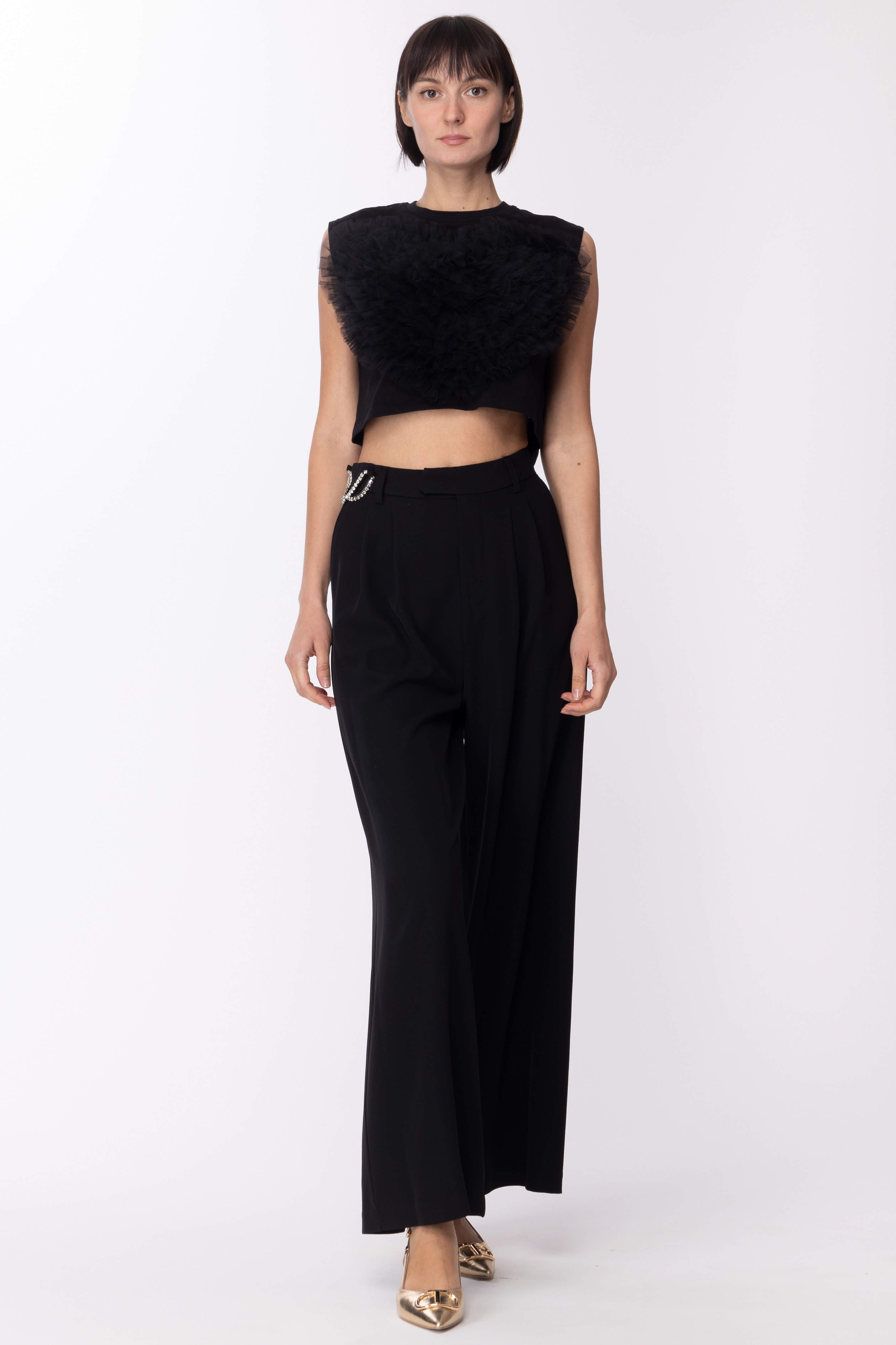 Anteprima: Aniye By Crop top Dolly con tulle Black
