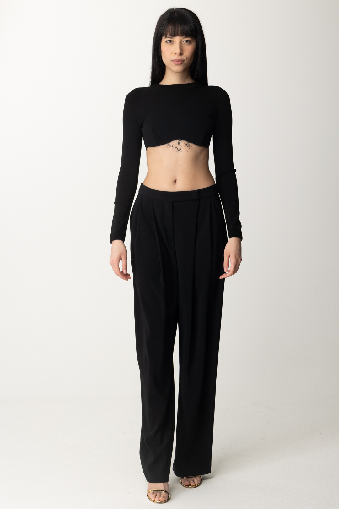 Preview: Elisabetta Franchi Knitted crop top Nero