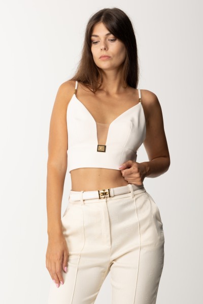Elisabetta Franchi  Top with cups and thin straps with metal accessories TO01036E2 BURRO