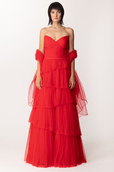Fabiana Ferri  Long dress with asimmetric flounces 30631 Rosso