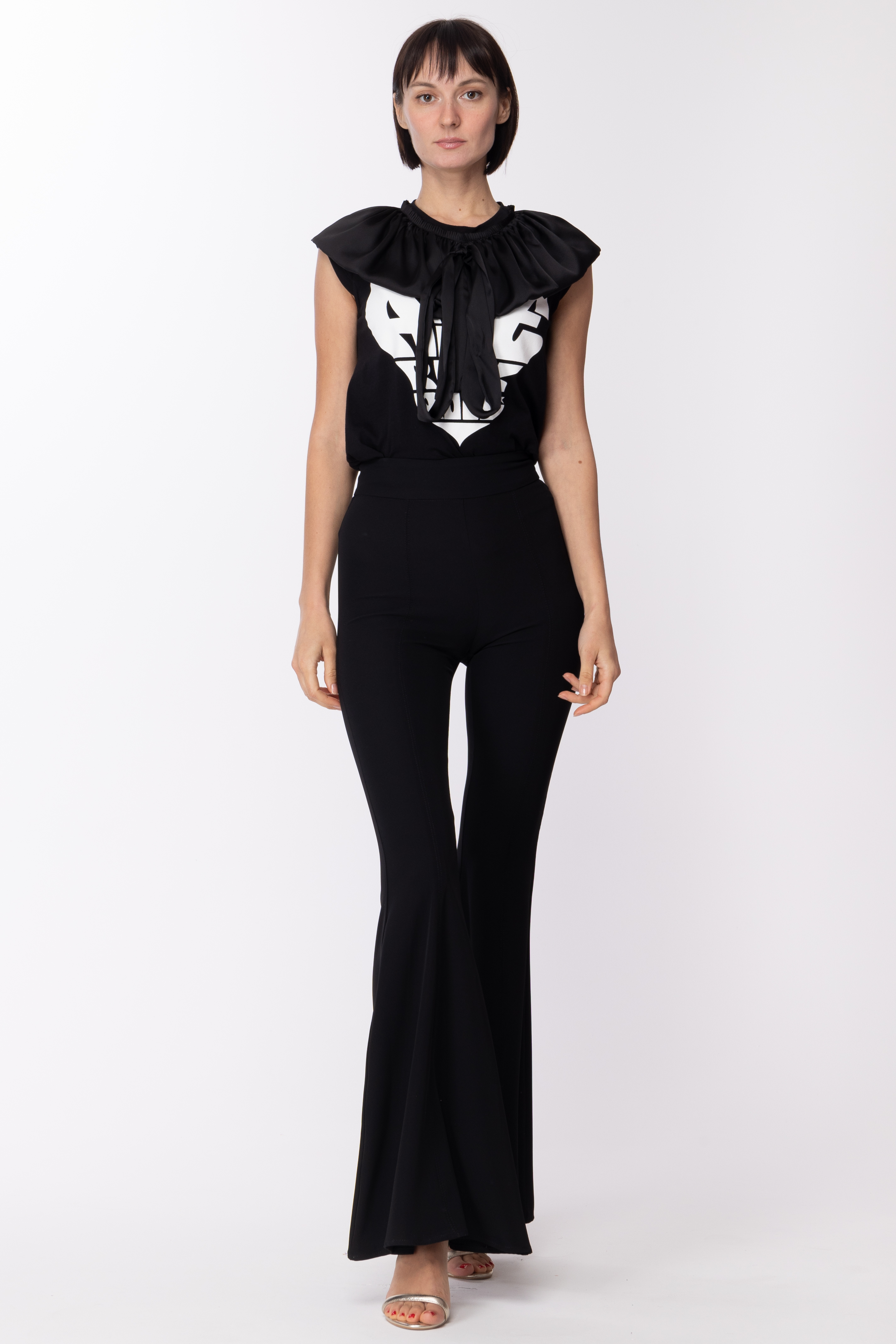 Preview: Aniye By T-shirt with ruffled collar Black
