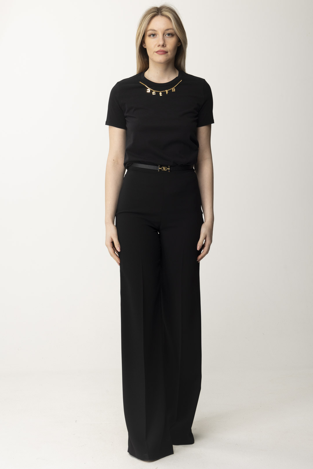 Preview: Elisabetta Franchi T-shirt with Charm Necklace Nero