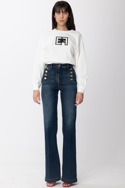 Elisabetta Franchi  Flared jeans with buttons PJ54D26E2 Blue denim