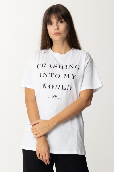 Elisabetta Franchi  Übergroßes T-Shirt mit Aufdruck MA03630E2 GESSO