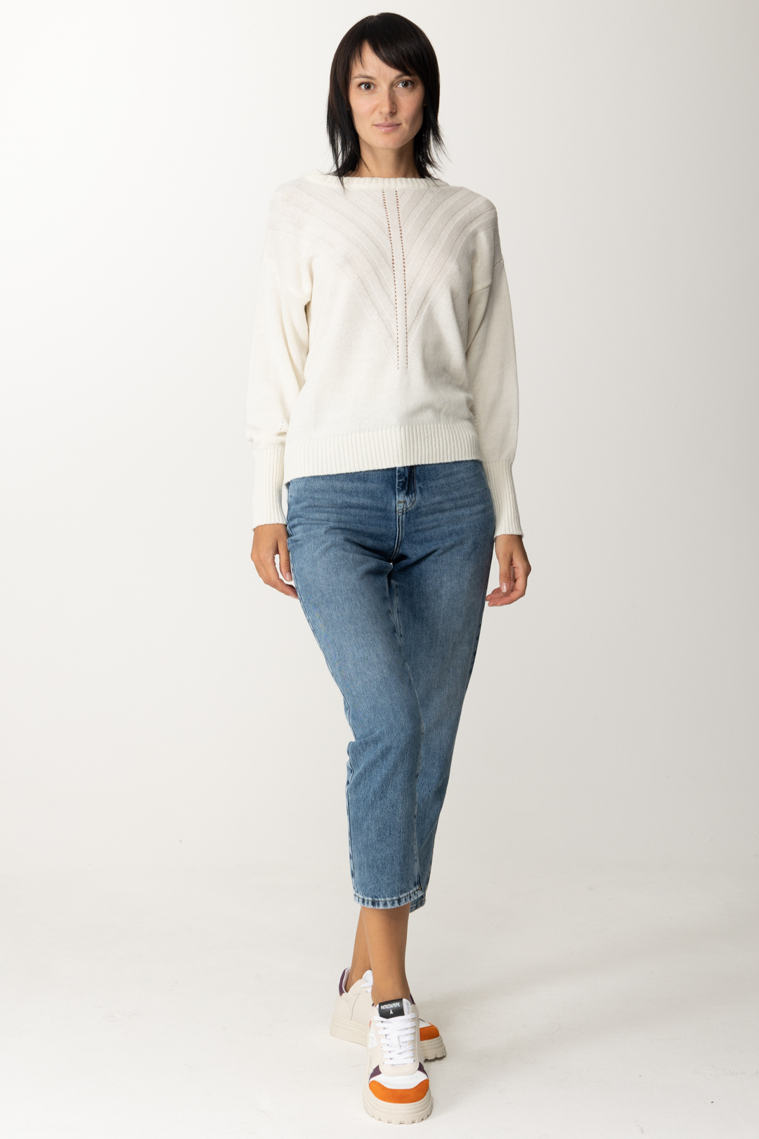Preview: Simona Corsellini Top with stitching WHITE CLOUD