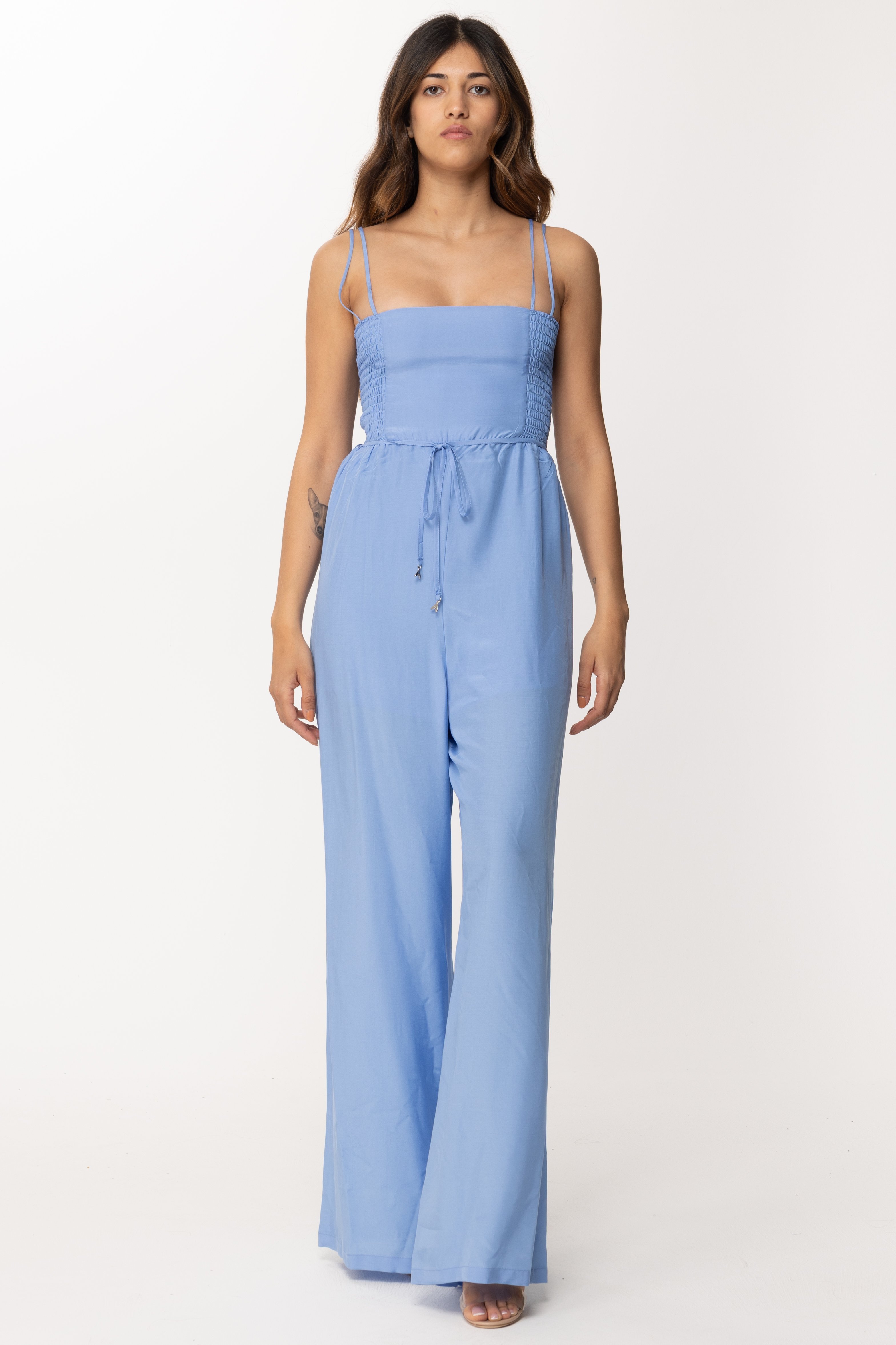Preview: Patrizia Pepe Long jumpsuit with elastic insert Ceramic Blue