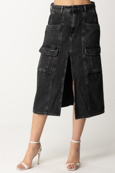 Replay  Denim midi skirt with pockets W9931 000142 653 BLACK