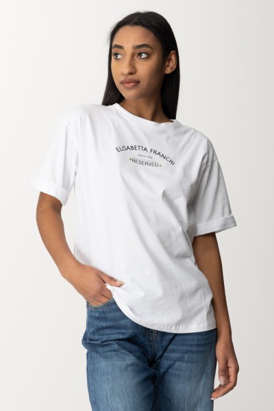 Elisabetta Franchi  T-Shirt mit Reserved-Aufdruck MA02341E2 GESSO