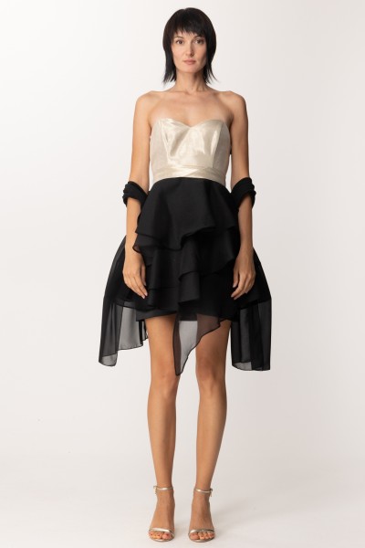 Fabiana Ferri  Mini dress with contrasting tulle flounces 30735 Nero/Oro