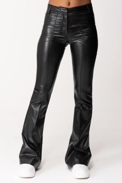 Simona Corsellini  Flared leather trousers A23CPPA016 NERO