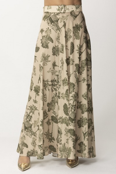 Aniye By  Long Printed Skirt with Maddy Belt 185253 GREEN HAWAII