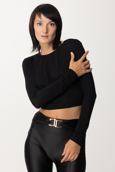 Elisabetta Franchi  Krótki sweterek z gorsetem MD01336E2 NERO