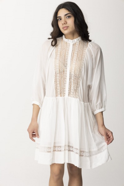 Semicouture  Short lace and muslin Andreina dress S4SH34 IVORY