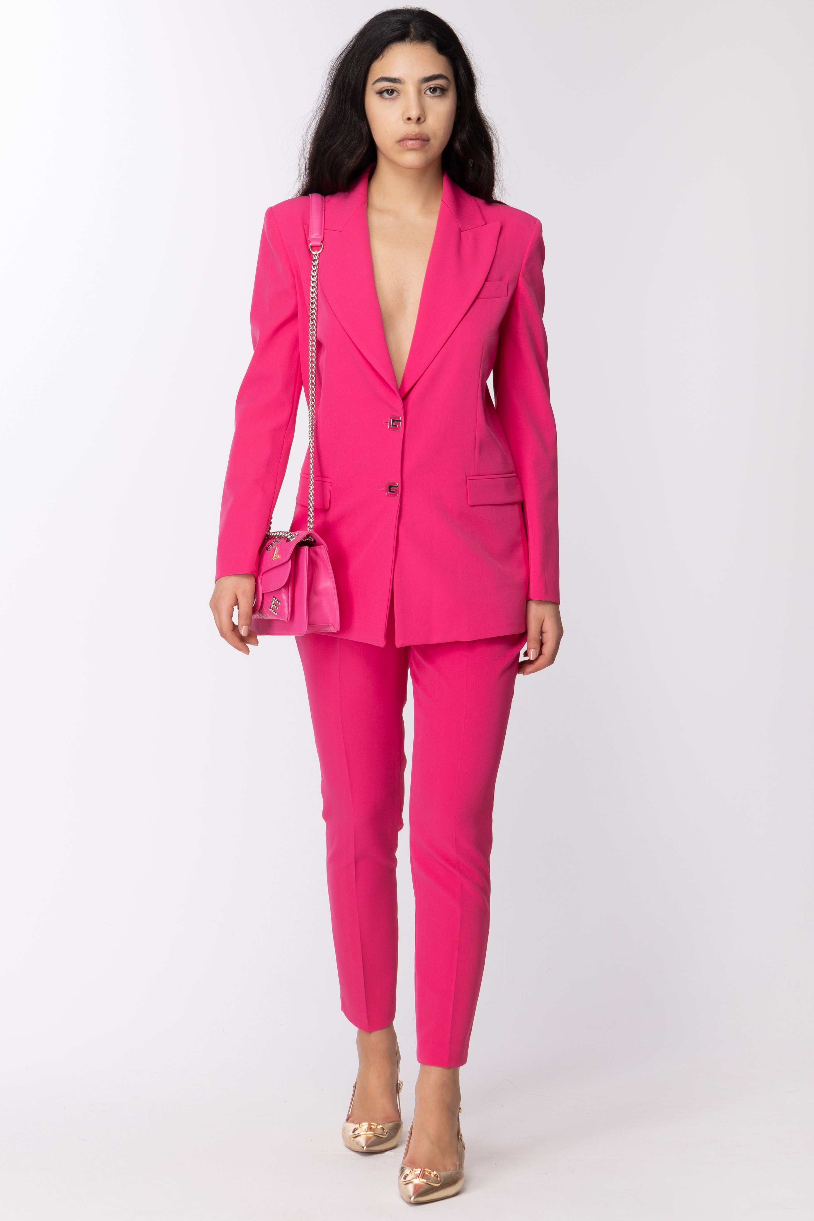 Preview: Gaelle Paris Single-breasted jacket with logoed buttons Fucsia