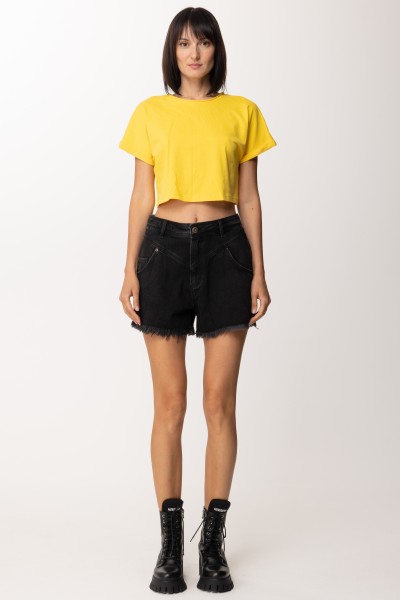 Twin-Set  Cropped t-shirt with embroidery 221AT219A VIVID YELLOW