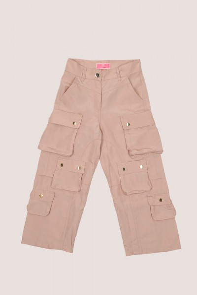 ELISABETTA FRANCHI BAMBINA  Spodnie dla dziewczynek z dużymi kieszeniami EFPA1930NY167C182 ROSA NUDO