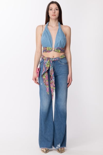 Gaelle Paris  Flared jeans with foulard pattern GBDP17156 BLU CHIARO