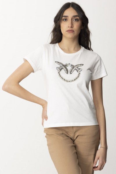 Pinko  T-shirt en coton avec maxi logo brodé 100535 A1R7 Z15