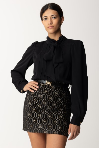Elisabetta Franchi  Mini-robe avec ceinture et jupe en tweed AB47537E2 NERO/CHAMPAGNE