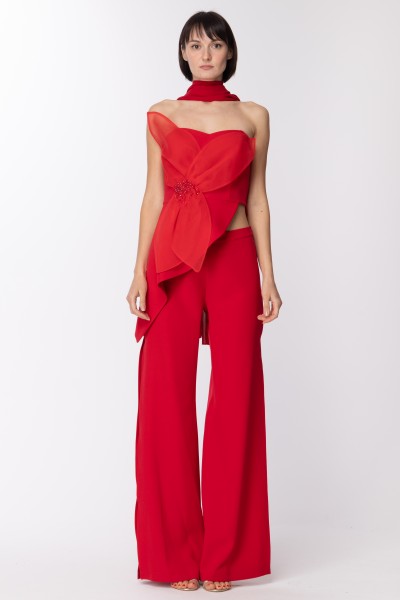 Fabiana Ferri  Bustier top + trousers with slits 30813 ROSSO