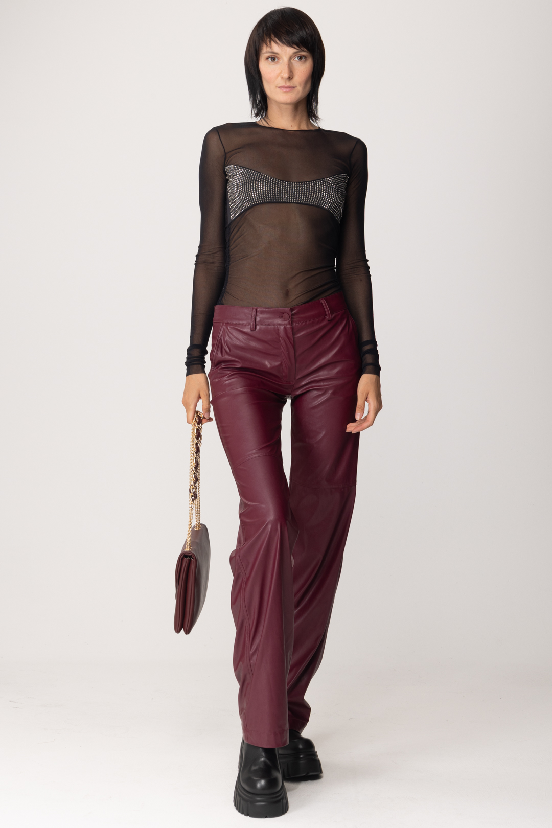 Preview: Aniye By Biba faux leather straight-leg trousers WINO