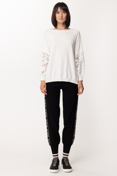 Twin-Set  Sweater with macramè lace sleeves 221TP3312 GIGLIO