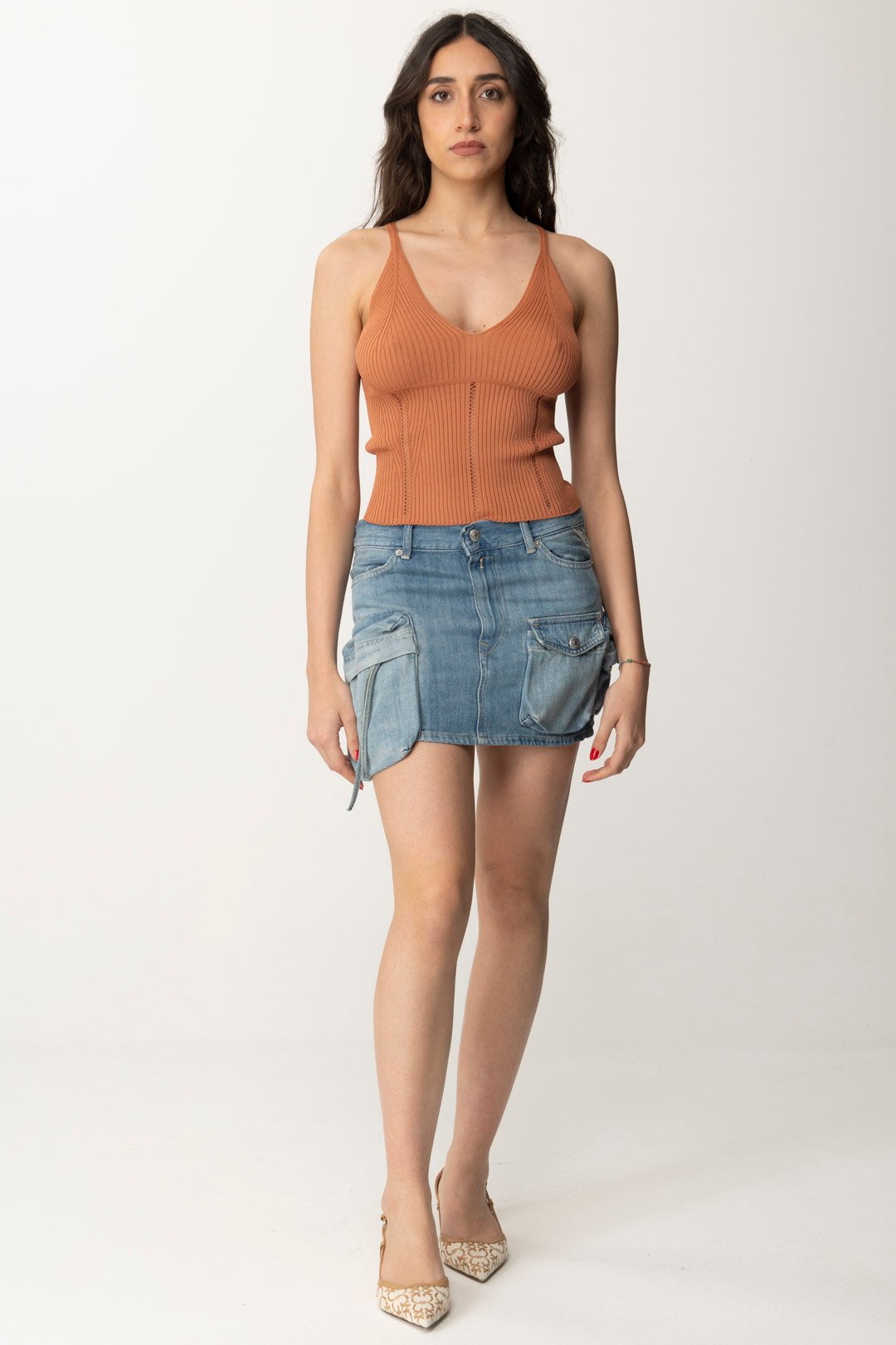 Preview: Twin-Set Knitted top with perforations CANYON SUNSET SCURO