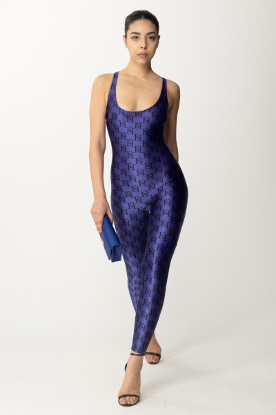 Elisabetta Franchi  Lycra jumpsuit with logo print TU01141E2 BLUE INDACO/NERO