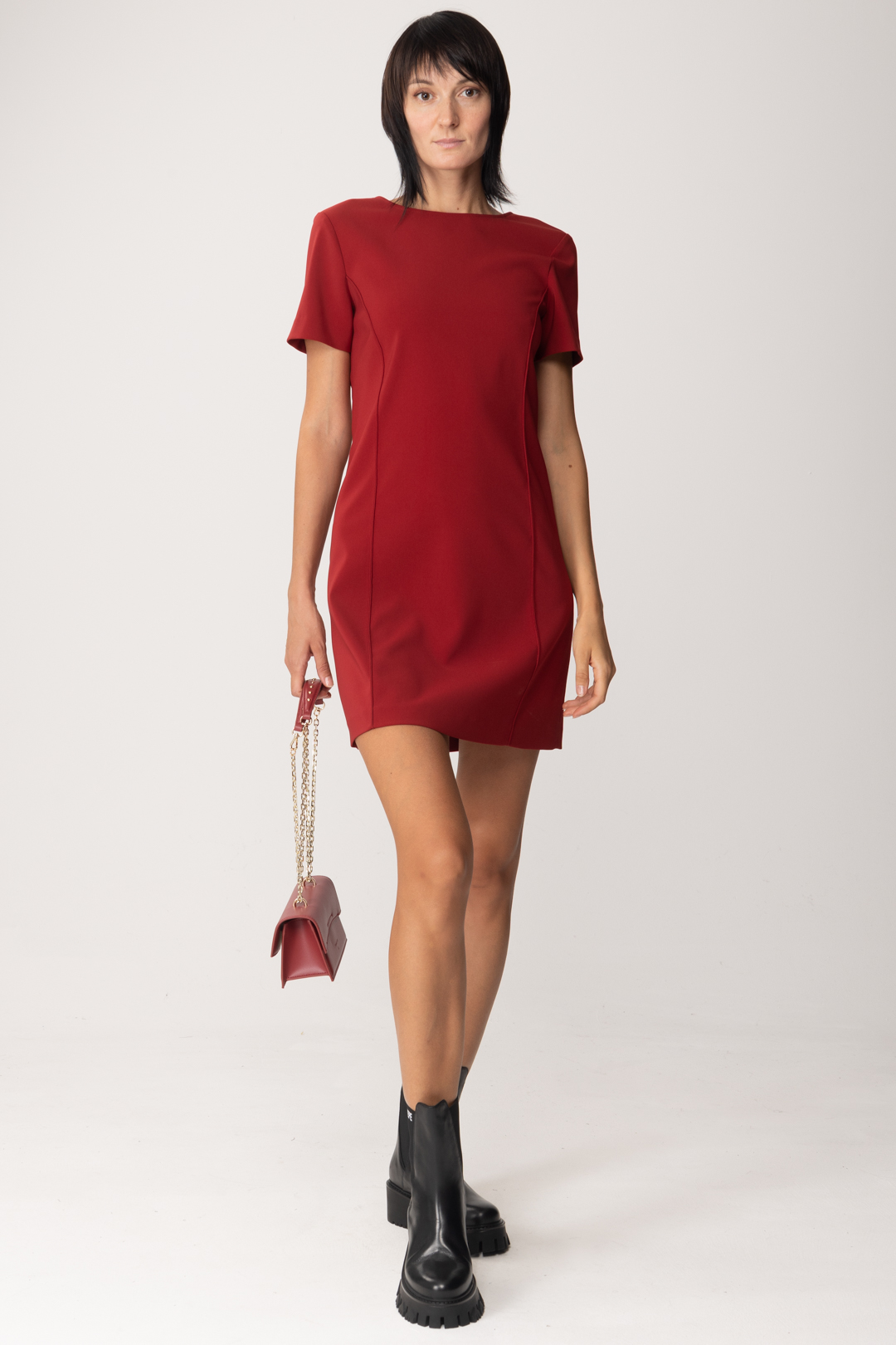 Preview: Patrizia Pepe Mini dress with chain and charm at back Martian Red