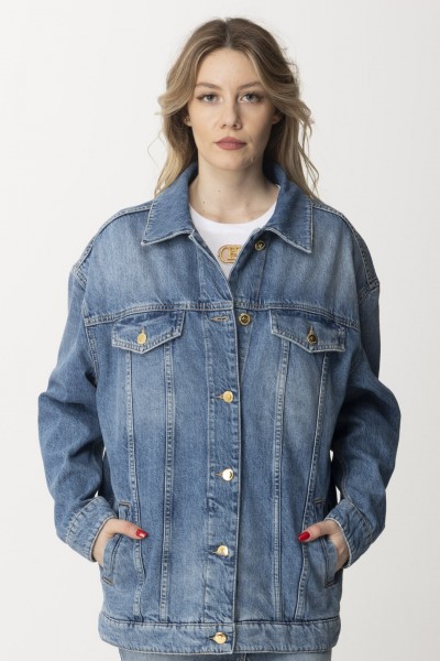 Elisabetta Franchi  Kurtka jeansowa typu oversize BJ26N41E2 LIGHT BLUE