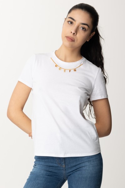 Elisabetta Franchi  T-shirt with Charm Necklace MA01141E2 GESSO