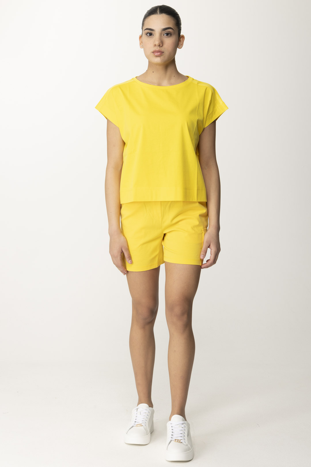 Preview: People Of Shibuya Boat Neck Oversized T-Shirt Giallo