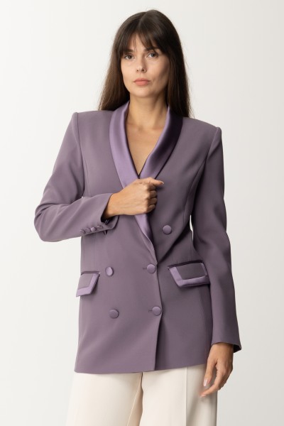 Elisabetta Franchi  Double-Breasted Jacket with Satin Details GI09337E2 CANDY VIOLET