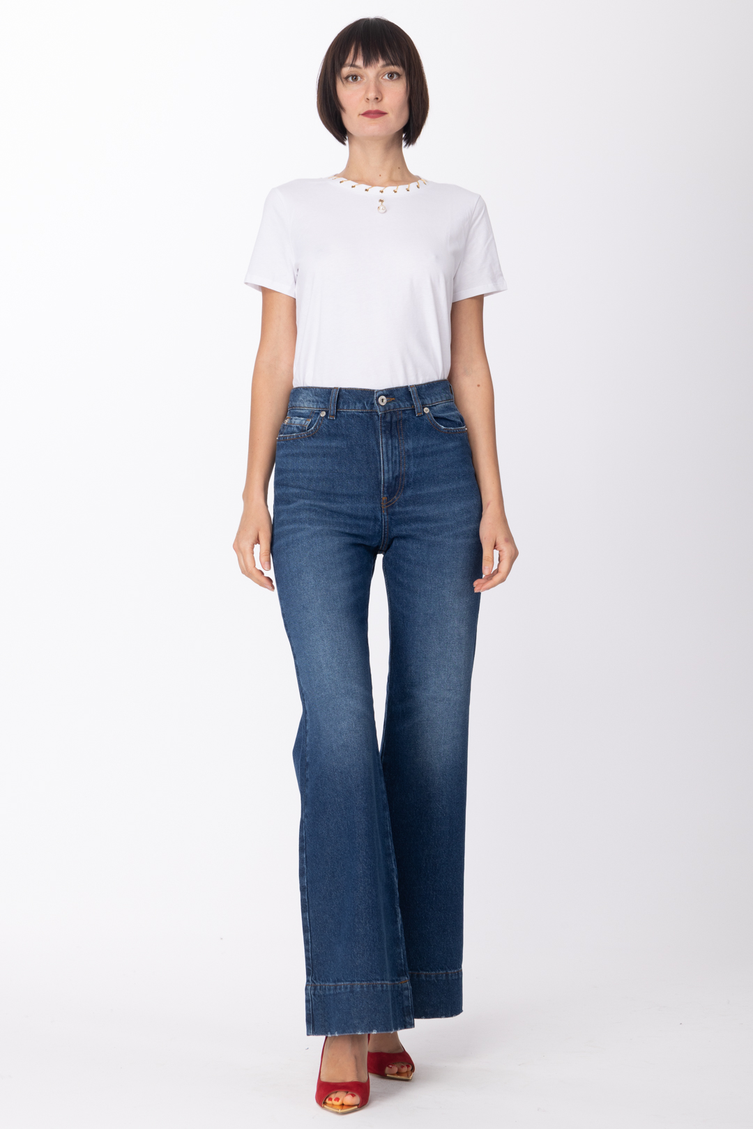 Preview: Twin-Set Bell bottom jeans with high waist DENIM MEDIO