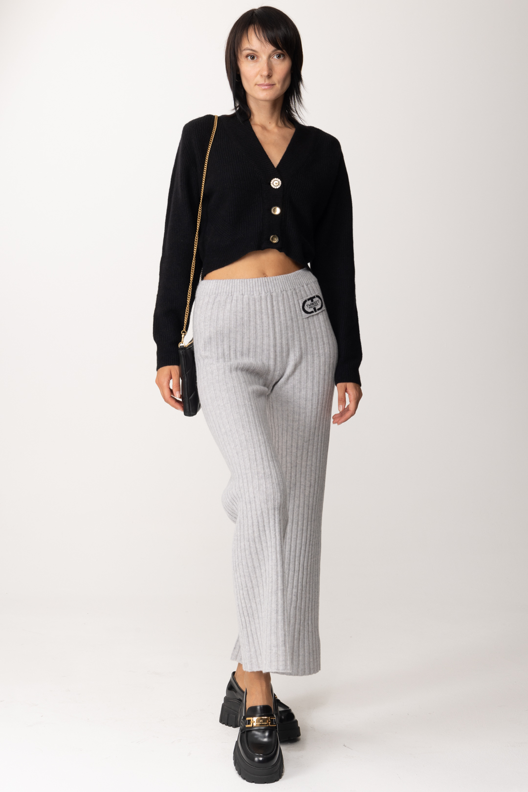 Preview: Pinko Short Cardigan with Jewel Buttons NERO LIMOUSINE