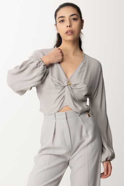 Elisabetta Franchi  Cropped blouse with knot CA05142E2 PERLA