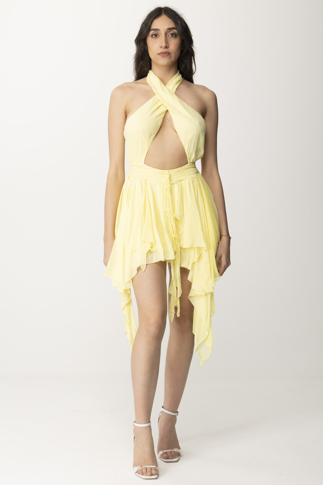 Preview: Aniye By Mini Dress with Ruffles and Cut-Out Lily LEMON