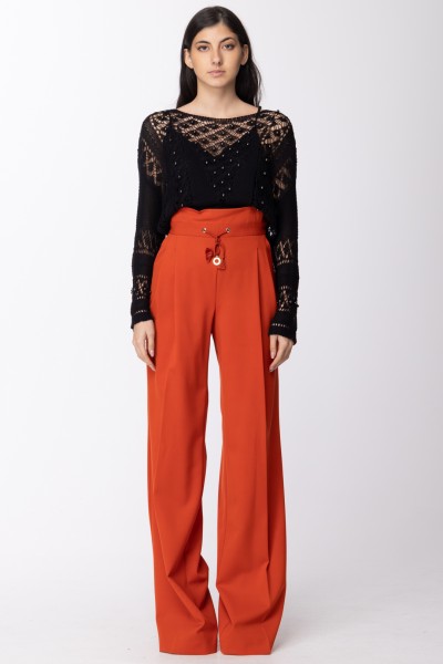 Mangano  Palazzo trousers with belt and tassels AI17PMNG00016