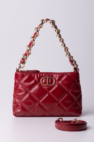Twin-Set  Quilted crossbody bag with chain 232TB7155 RASPBERRY RADIANCE